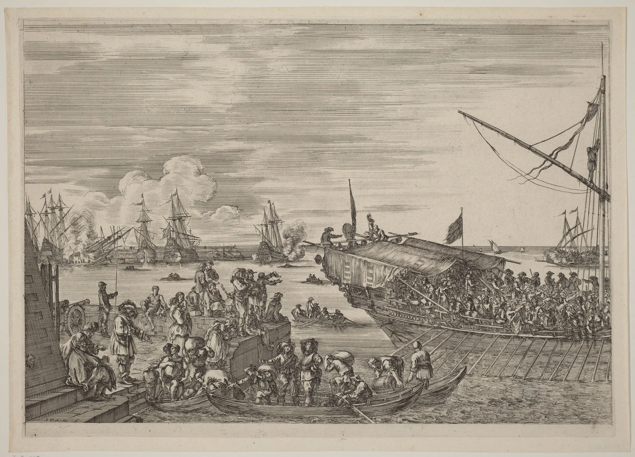Departure of a Ship, by Stefano Della Bella, ink, 1654