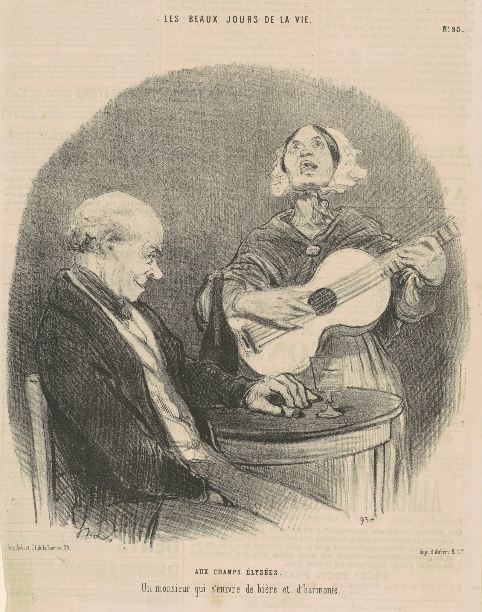 Aux Champs-Elysées, by Honoré Daumier, ink, 1846