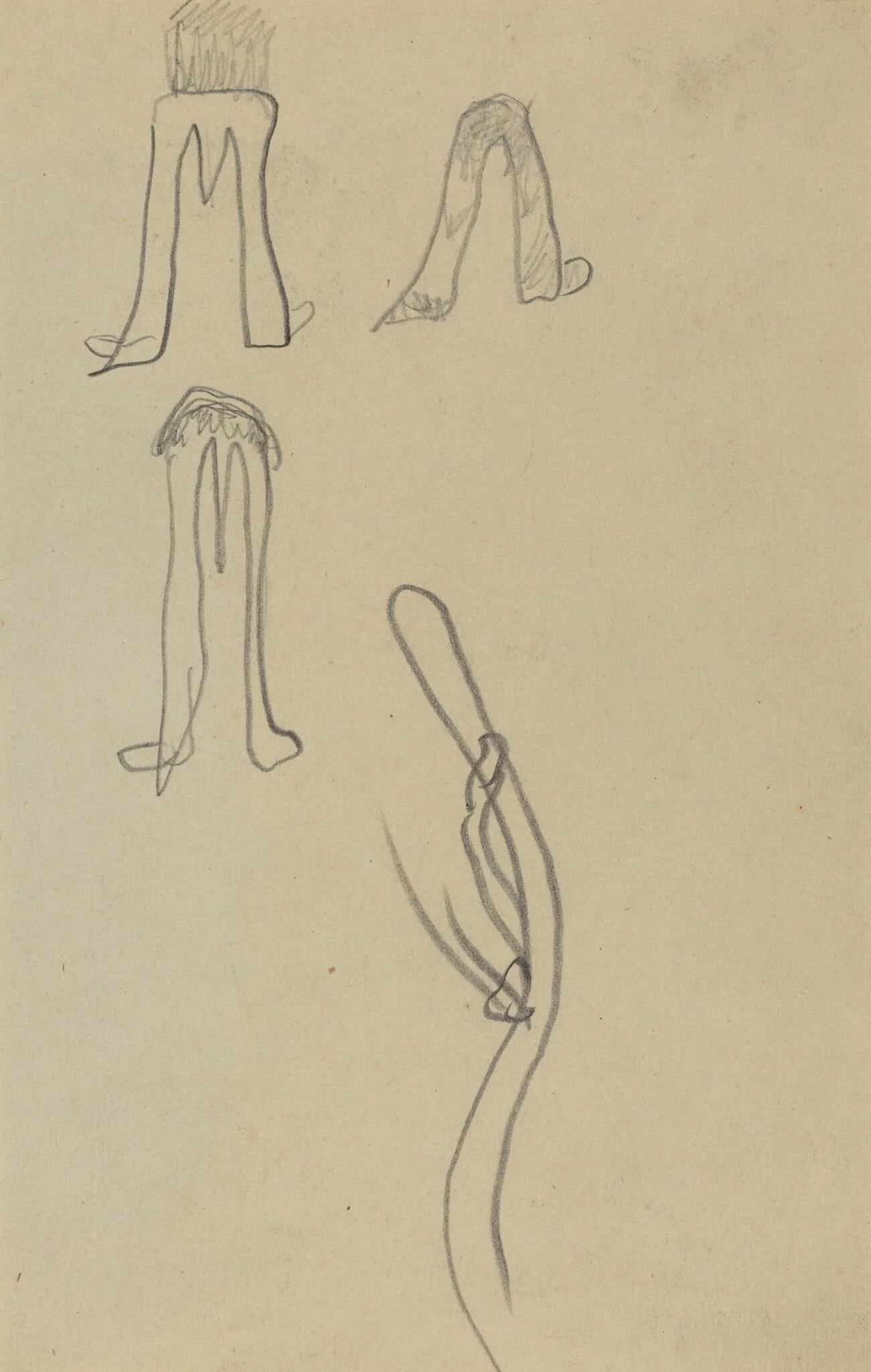 Four Fantastic Forms [recto], by Paul Gauguin, graphite, 1886