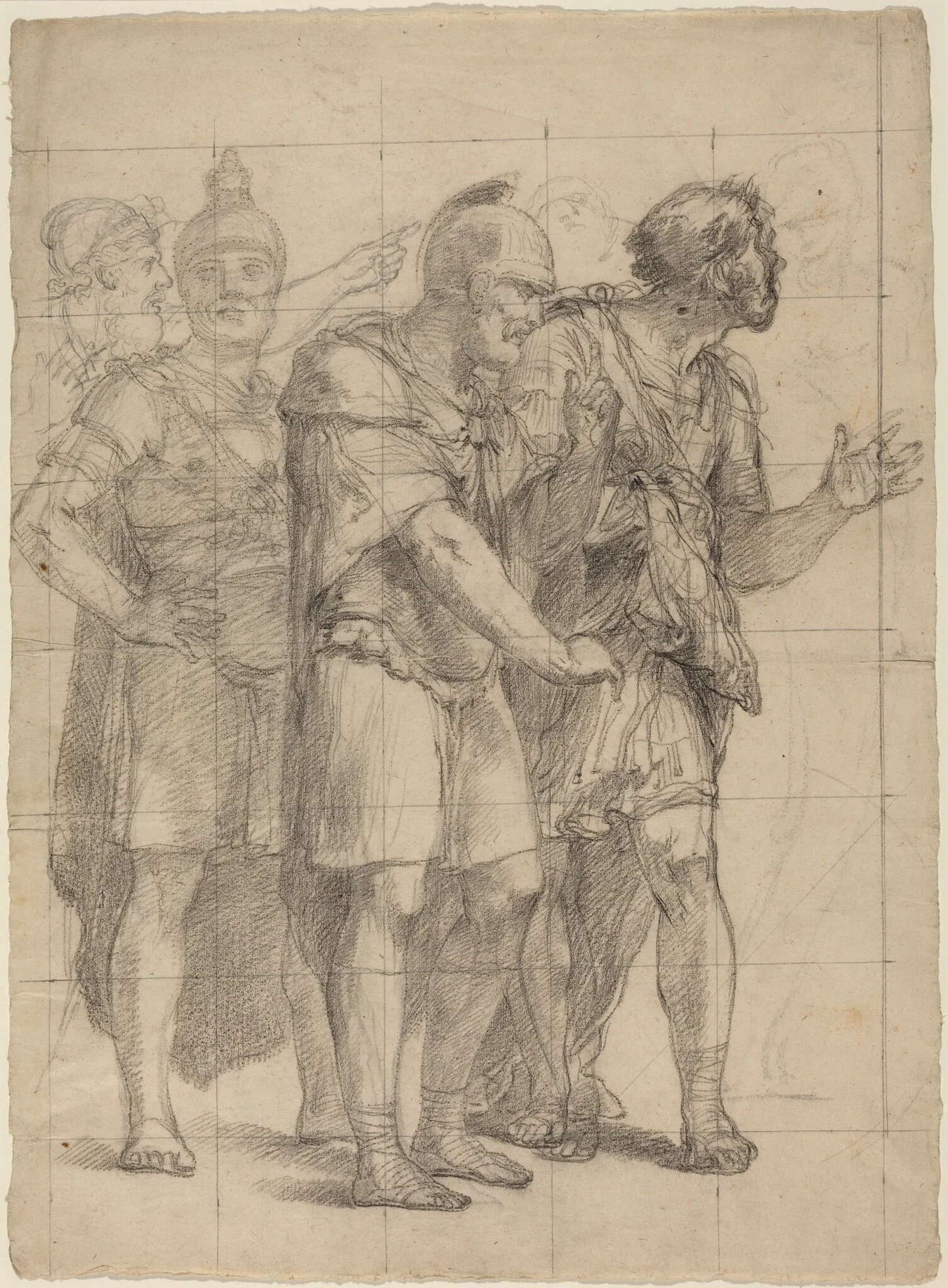 Four Standing Warriors, by Pietro Fancelli, chalk, 1820