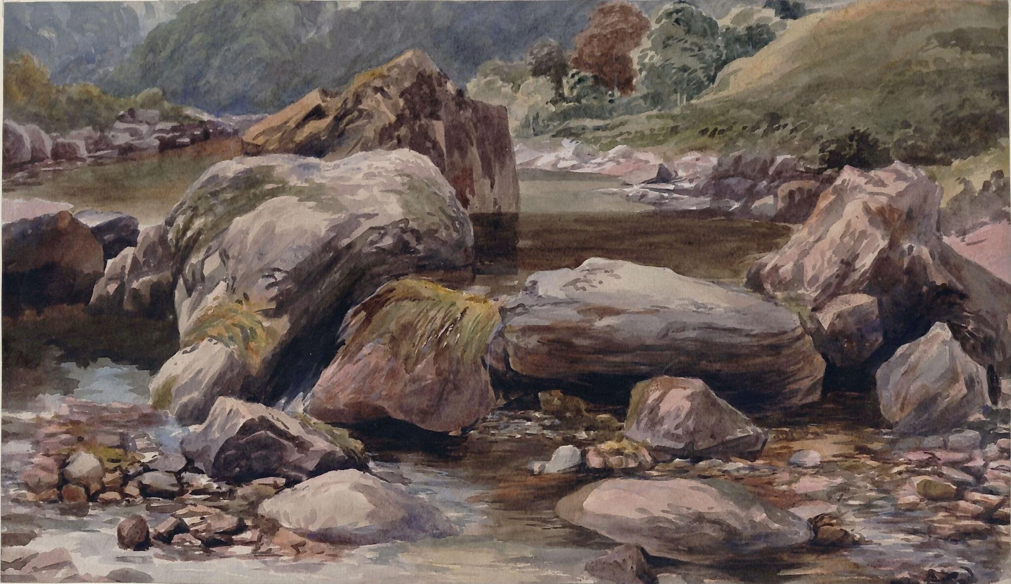 Bed of a Stream, by Maria Martineau, watercolor, 1858