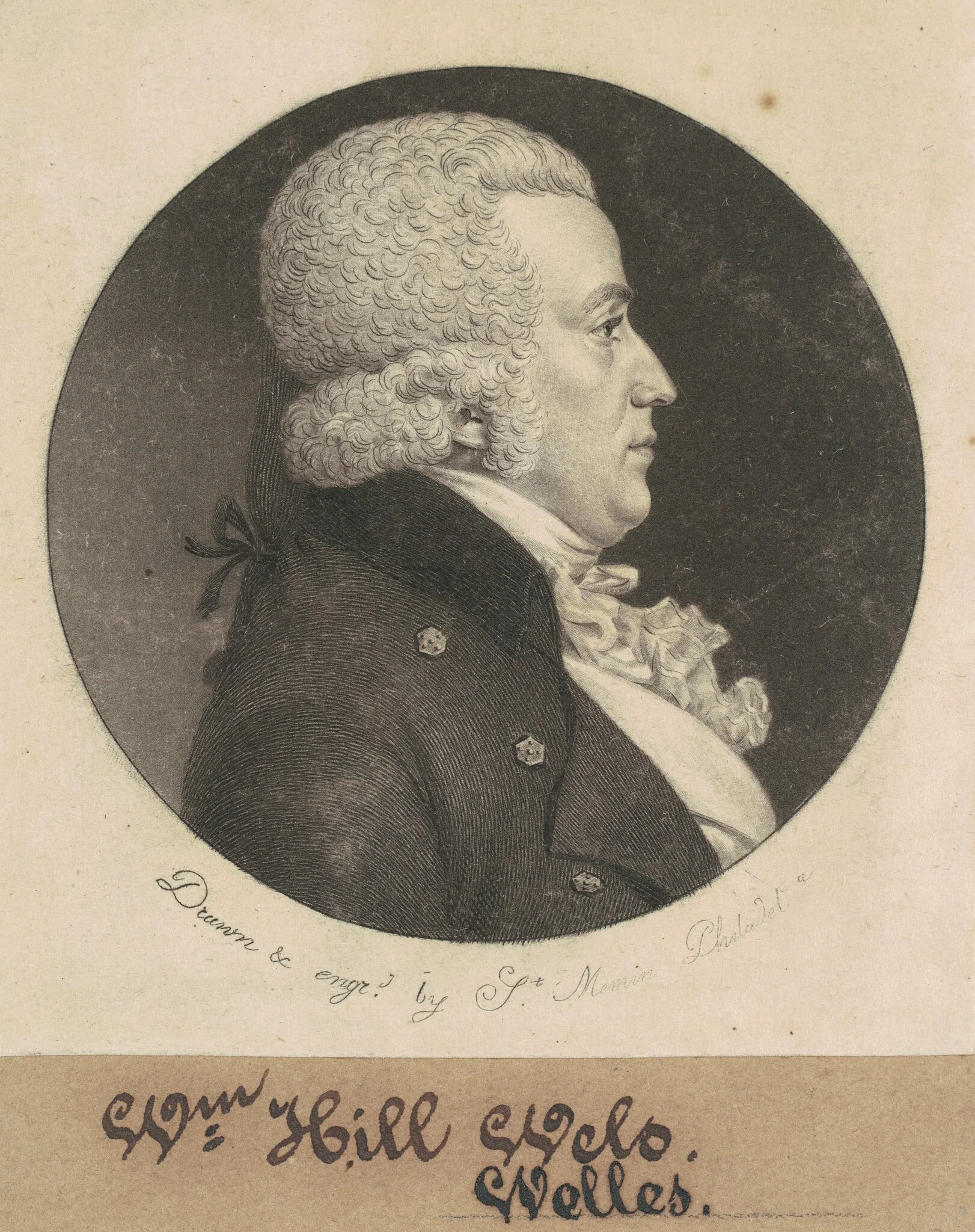 William Hill Wells, by Charles Balthazar Julien Févret de Saint-Mémin, ink, 1798