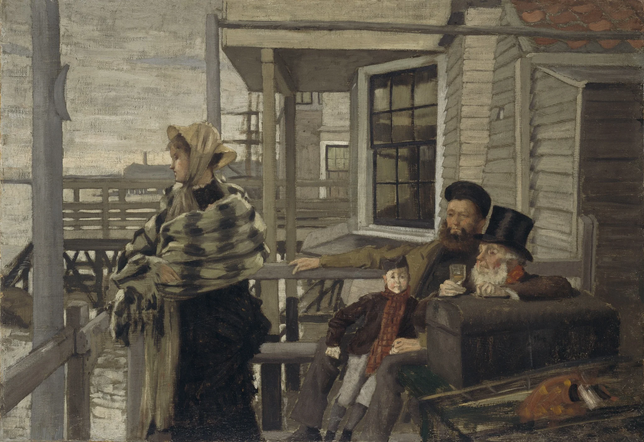 The Three Crows Inn, Gravesend, by James Tissot, oil, 1873