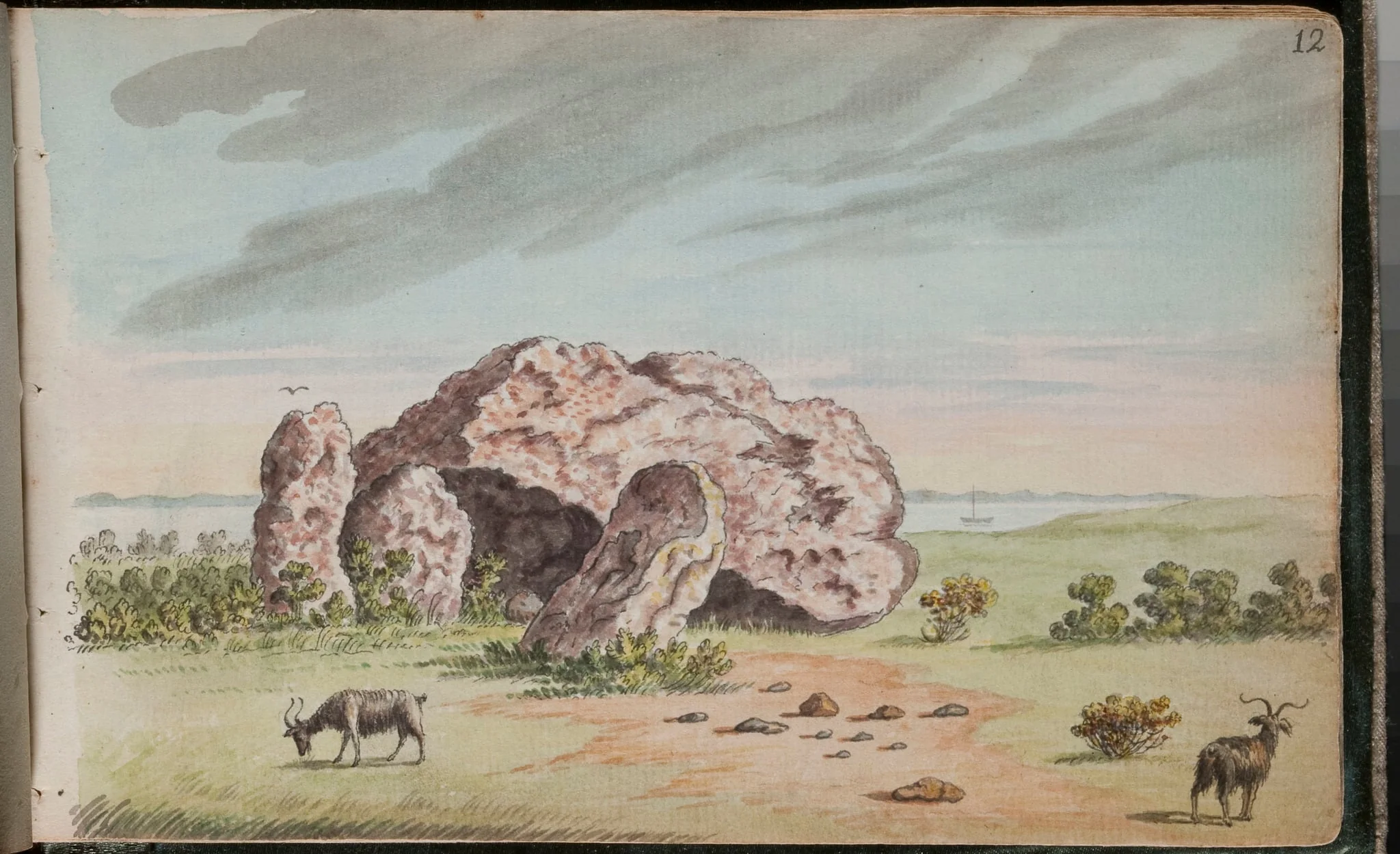 View of a cromliach [cromlech], call'd Fan-mac-cools Quoit at Howht [sic] 8 miles from Dublin [...]