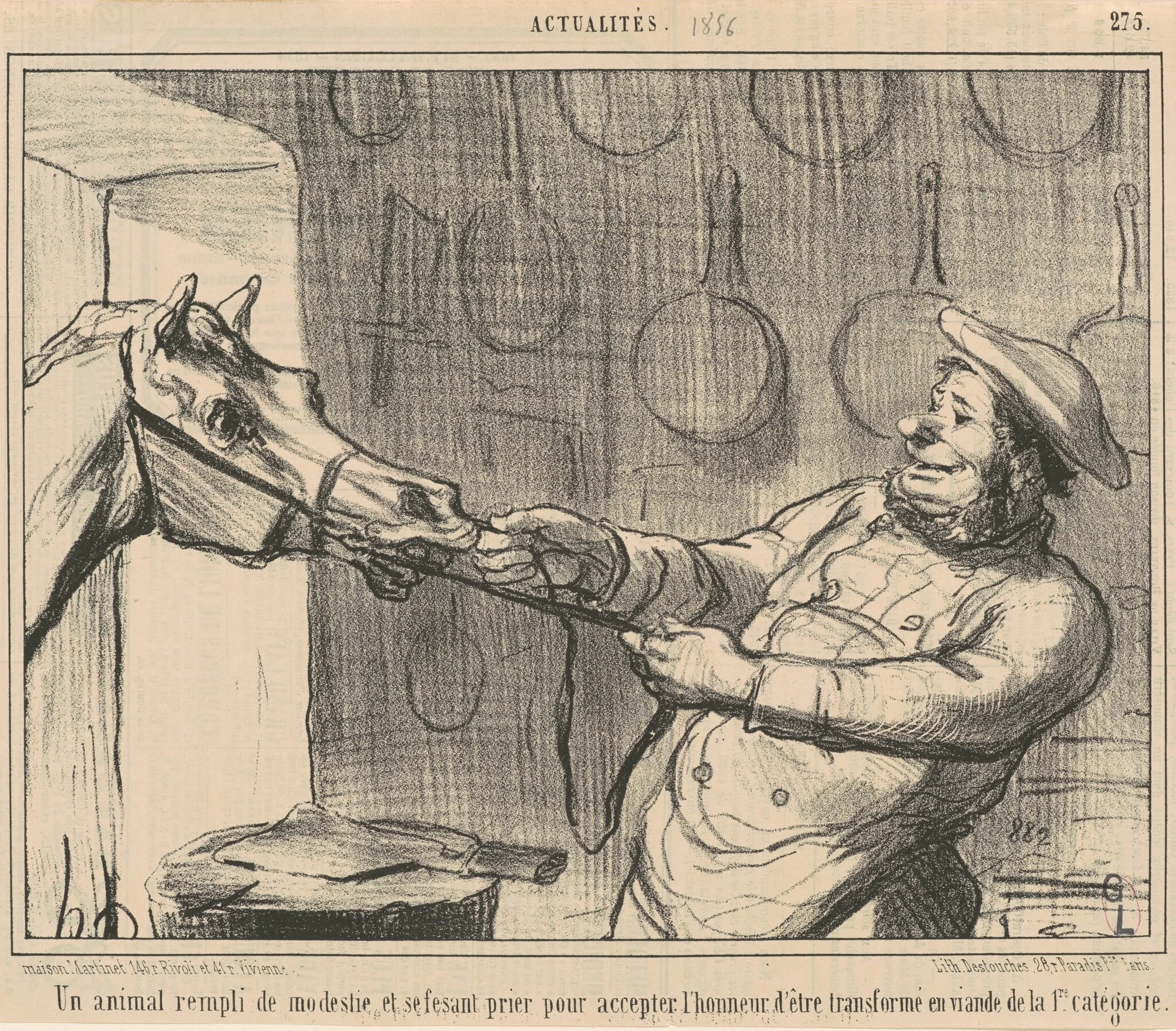 Un animal rempli de modestie..., by Honoré Daumier, ink, 1856