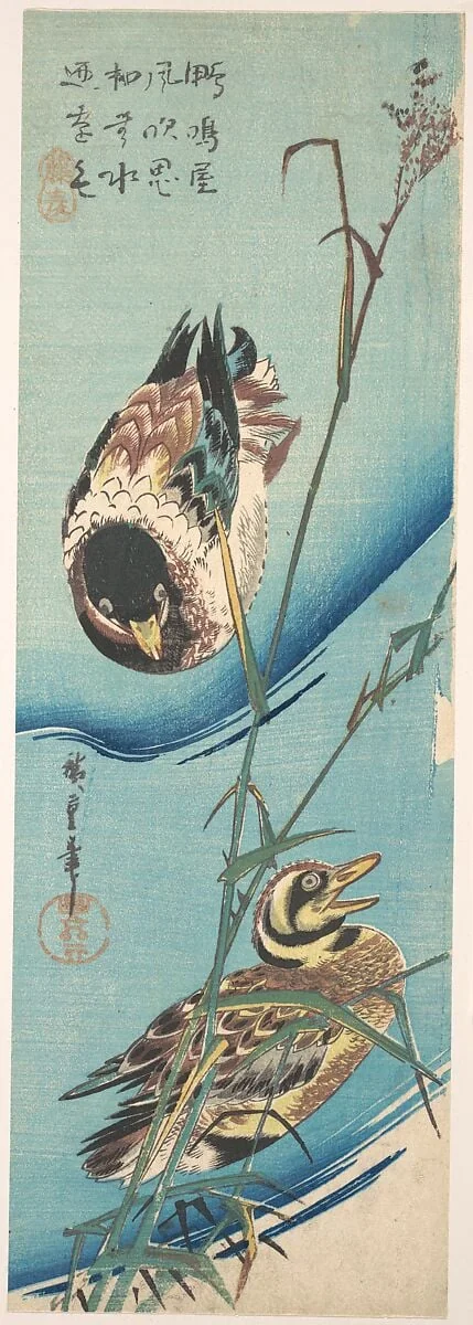 歌川広重画　雪中芦に鴨|Mallard Ducks and Snow-covered Reeds, by Utagawa Hiroshige, ink, 1843