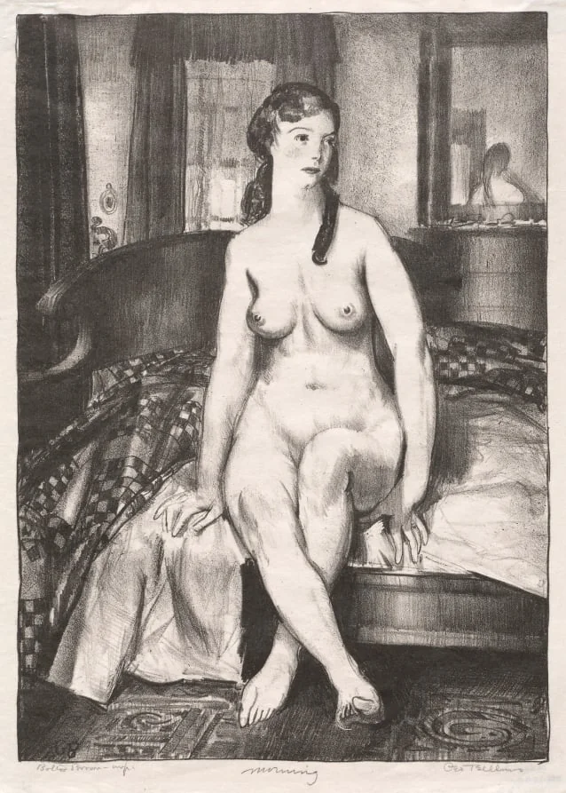 Morning, Nude on Bed, Second Stone, by George Bellows, 1921