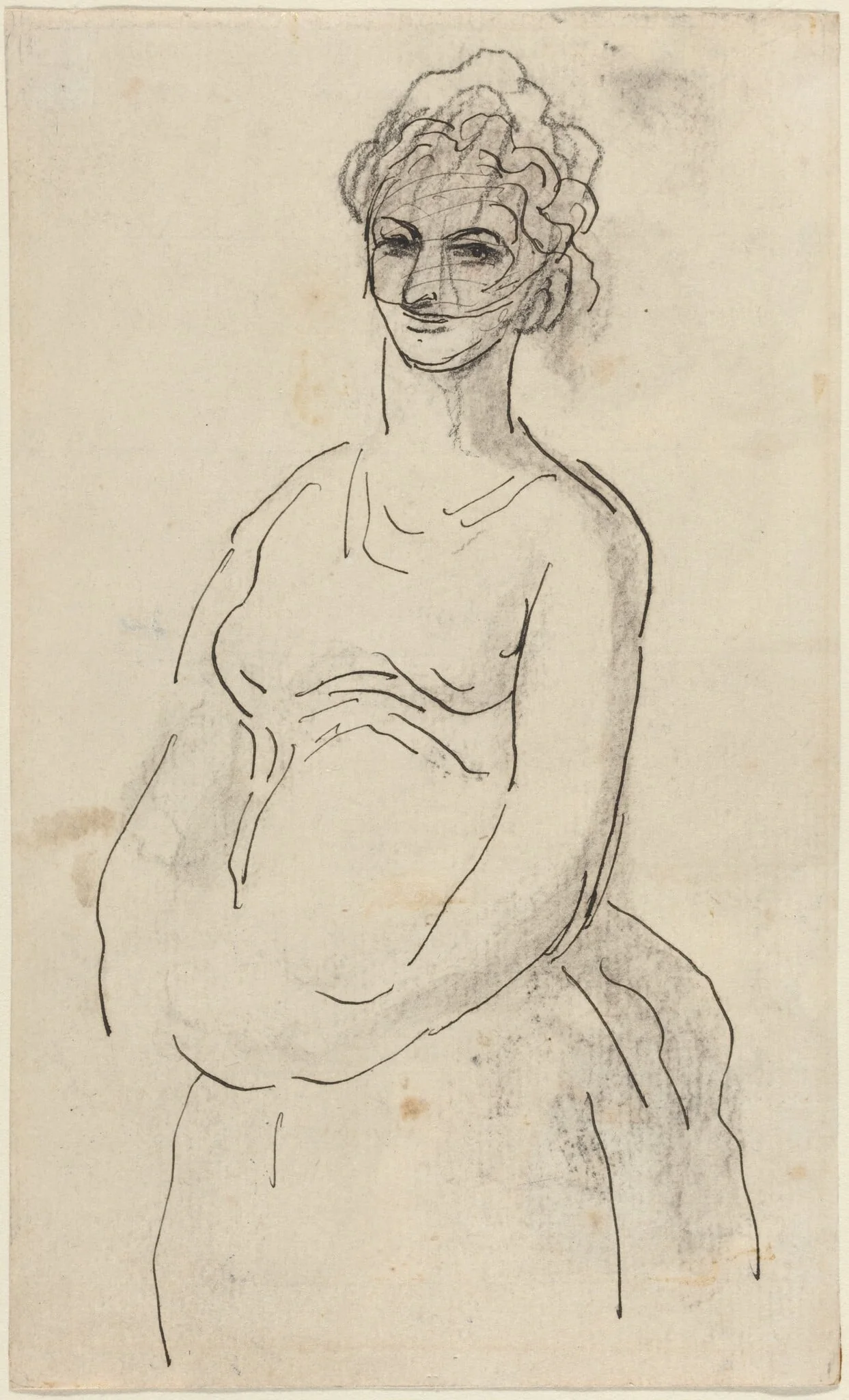 Woman with Veil, by Honoré Daumier, ink, 1844