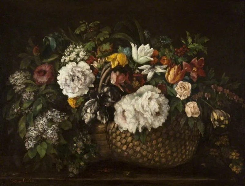 Baskets of Flowers, by Gustave Courbet, oil, 1863