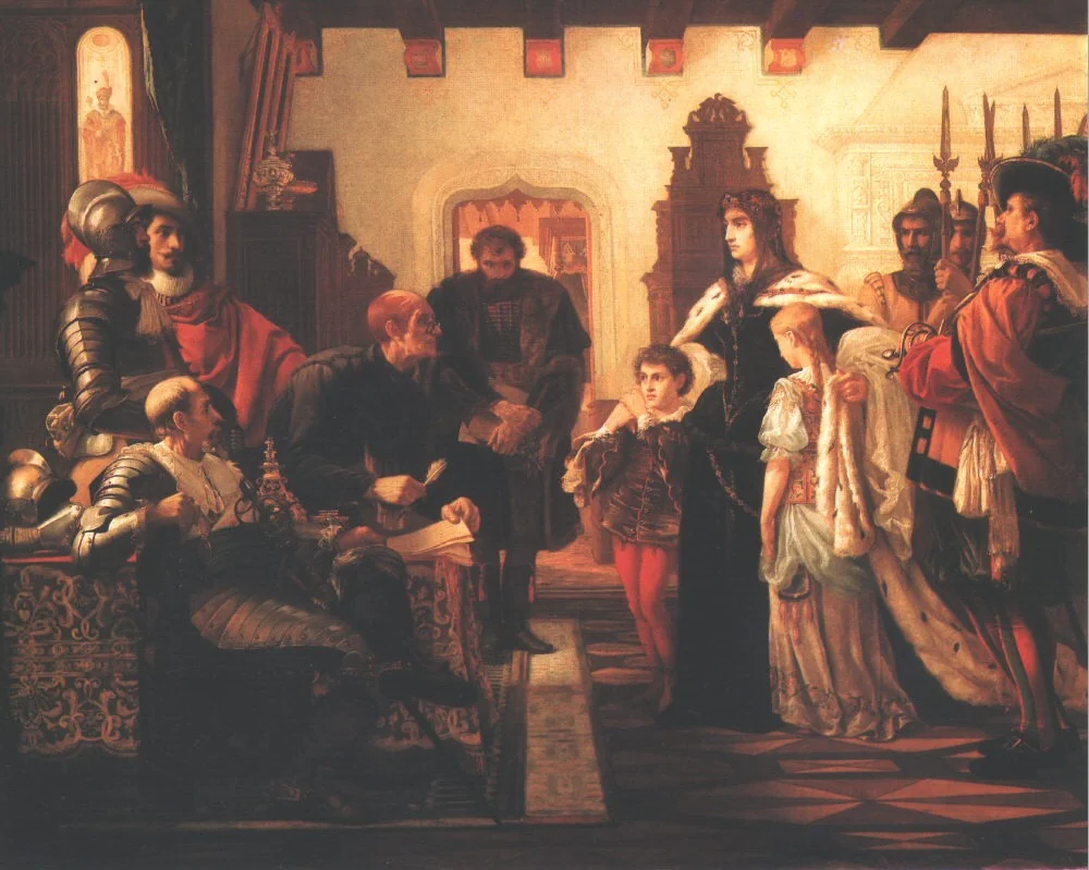 Ilona Zrínyi before the Investigating Judge, by Viktor Madarász, oil, 1859