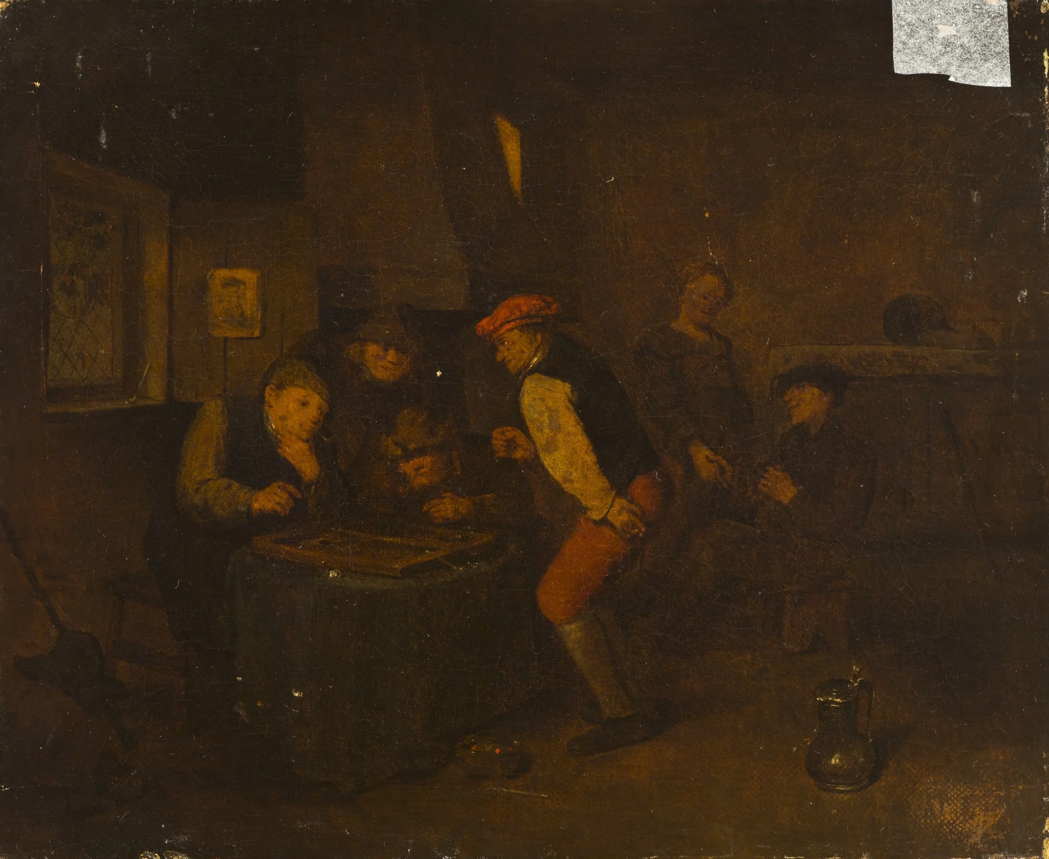 Genre Scene in an Inn (Backgammon Game), by Unknown, oil, 1700