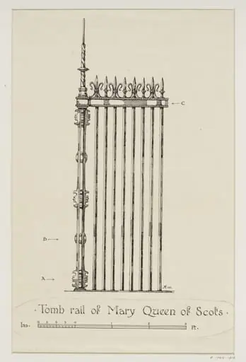 Drawing of the rail of Mary Queen of Scots' tomb