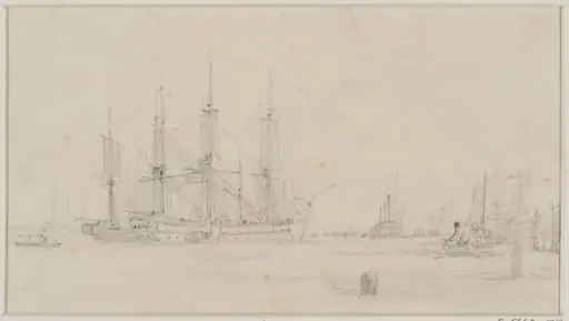 River Scene with hay-barge