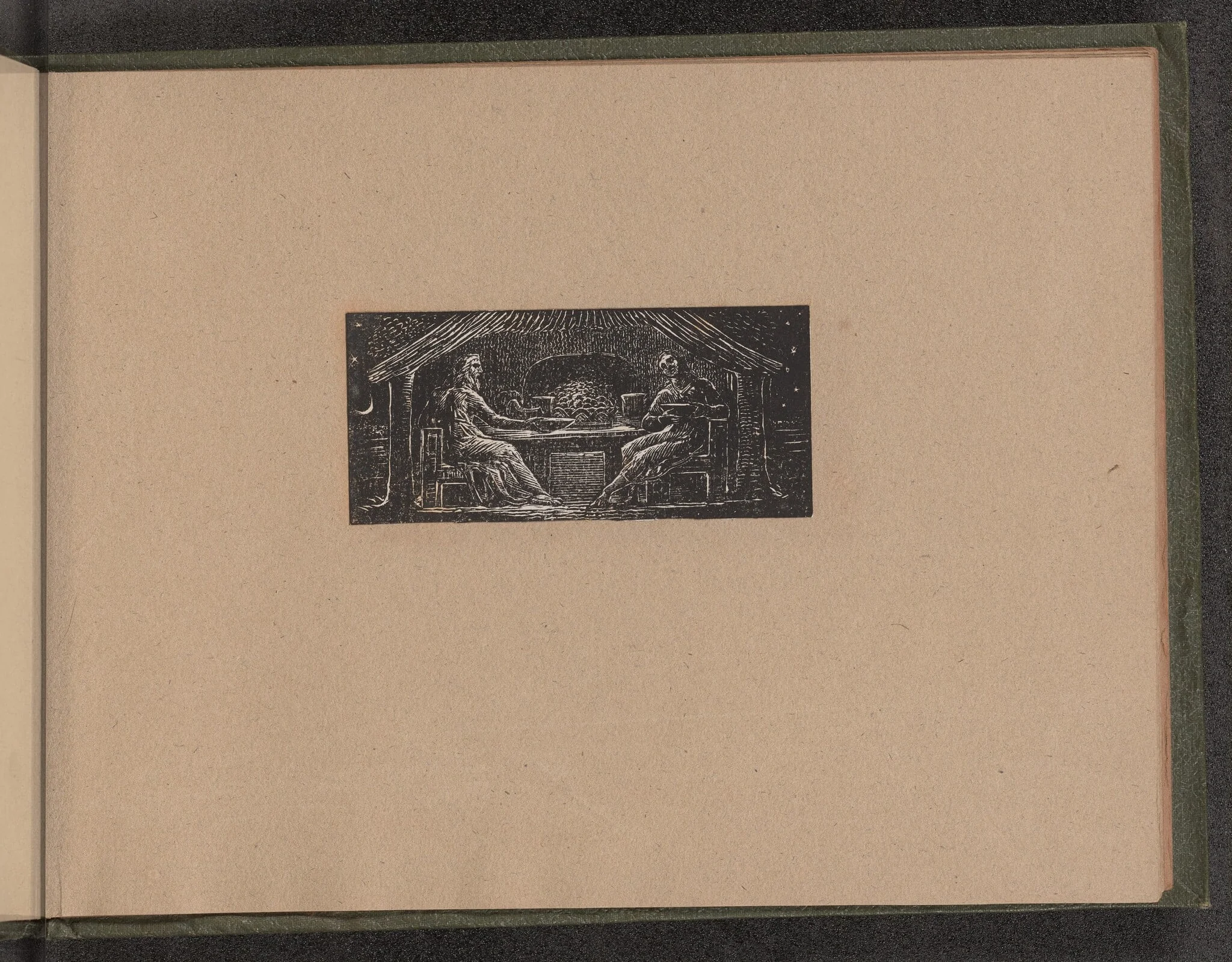 Thenot and Colinet Eat their Evening Meal, by William Blake, ink, 1821