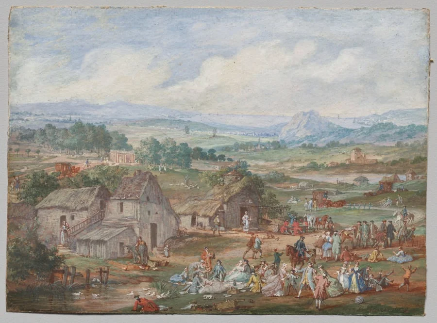 A Party Picnicking Near a Village, by Louis-Nicolas van Blarenberghe, 1765