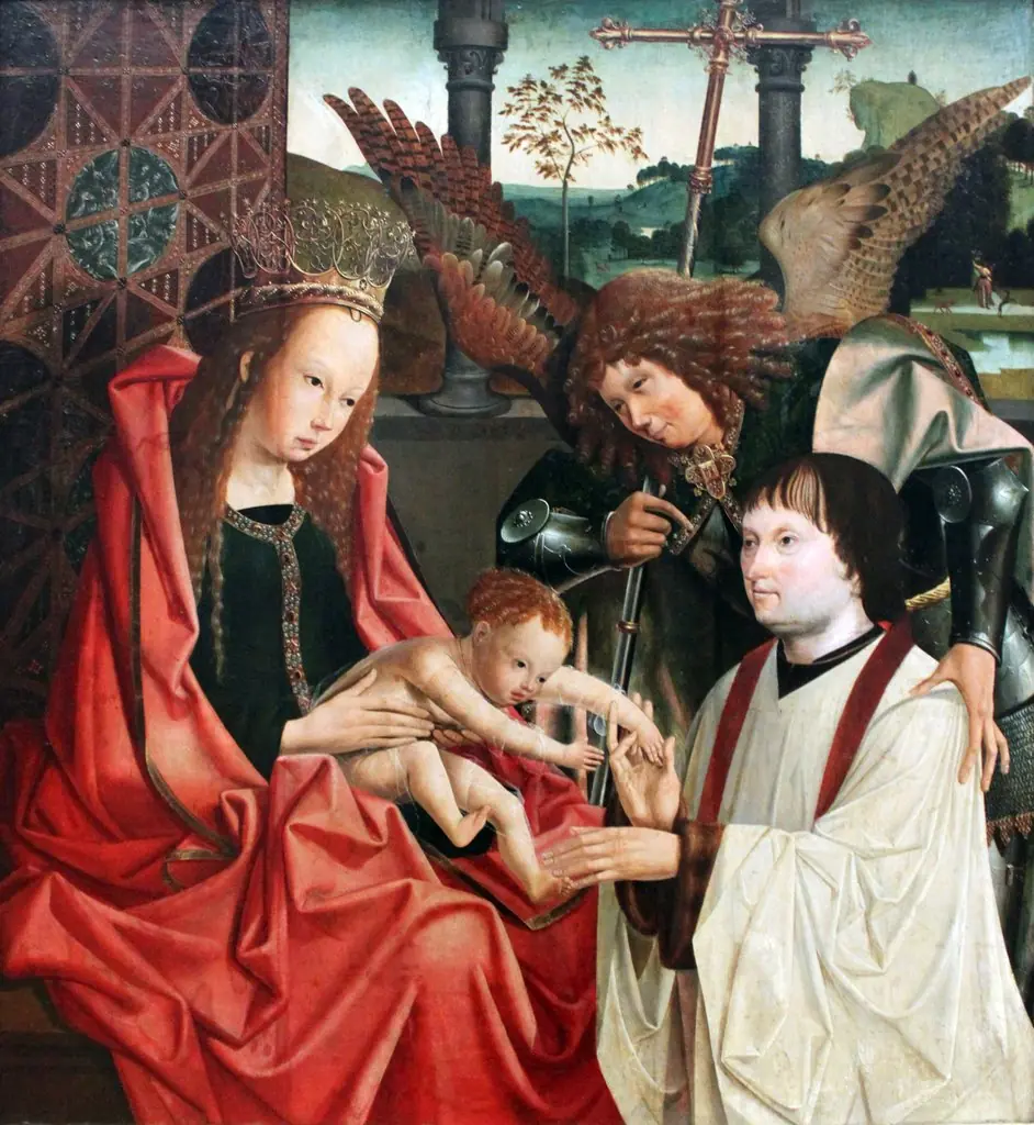 Maria with the child, the Archangel Michael and a donor