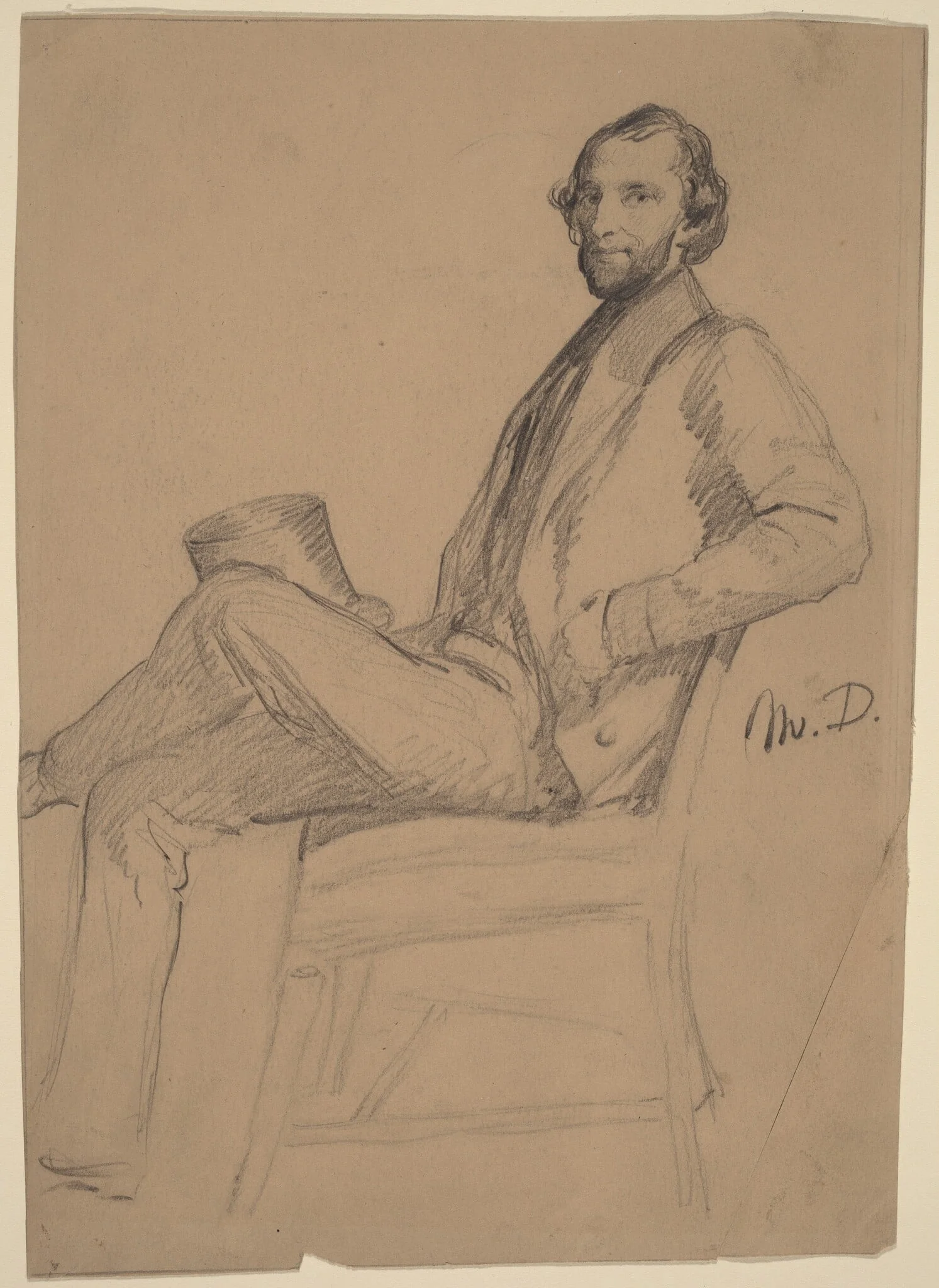Seated Study of M.D., by Eastman Johnson, graphite, 1865