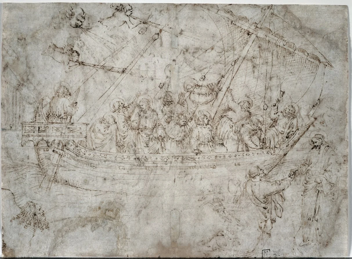 Two Drawings of Ships (verso), by Parri Spinelli, 1414