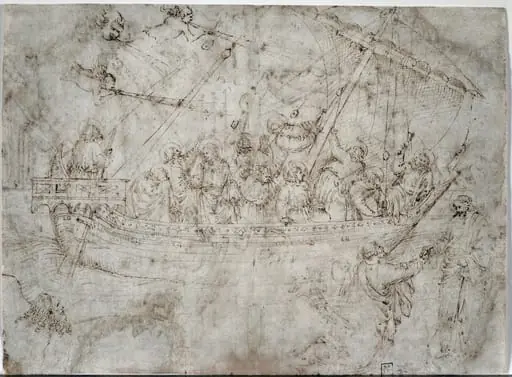 Two Drawings of Ships (verso)
