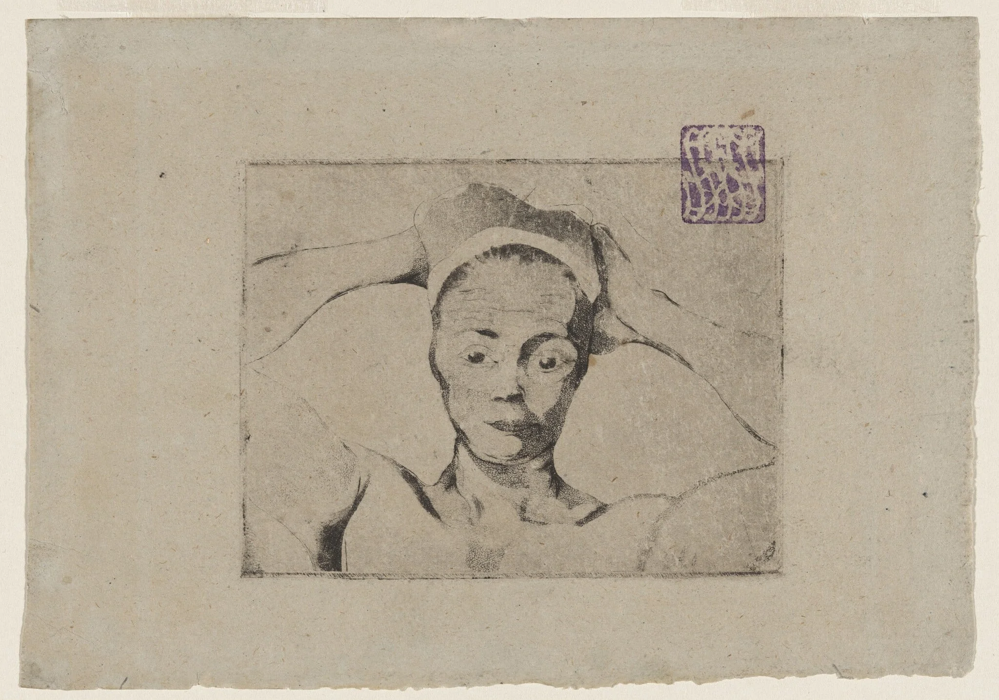 Nude with Hands Behind Her Head (Nue avec les mains derrières la tête), by Armand Séguin, ink, 1894