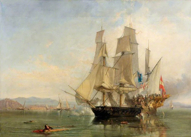 The Action and Capture of the Spanish Xebec Frigate 'El Gamo', by Clarkson Frederick Stanfield, oil, 1845