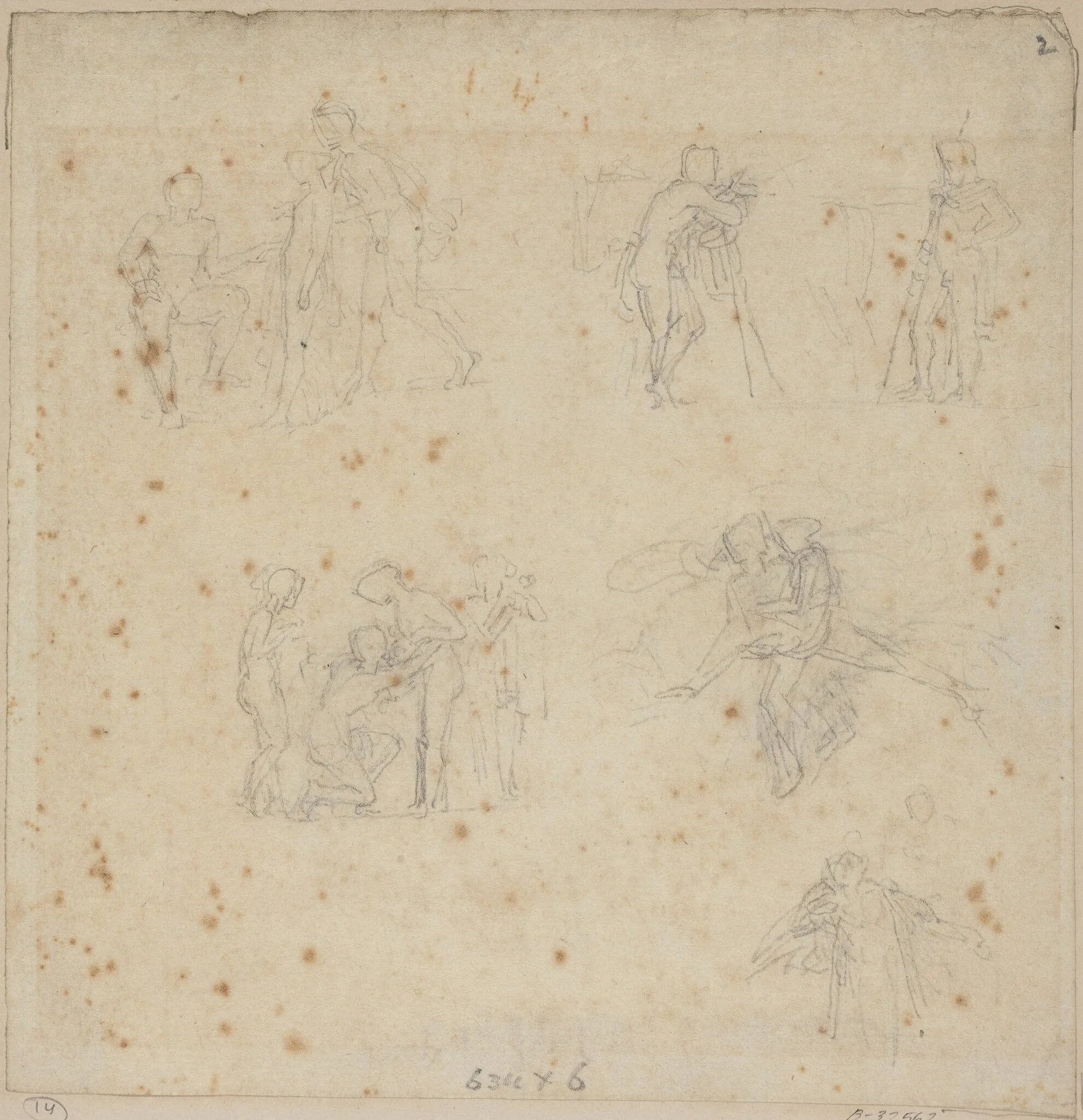 Figure Studies, by John Flaxman, graphite, 1790