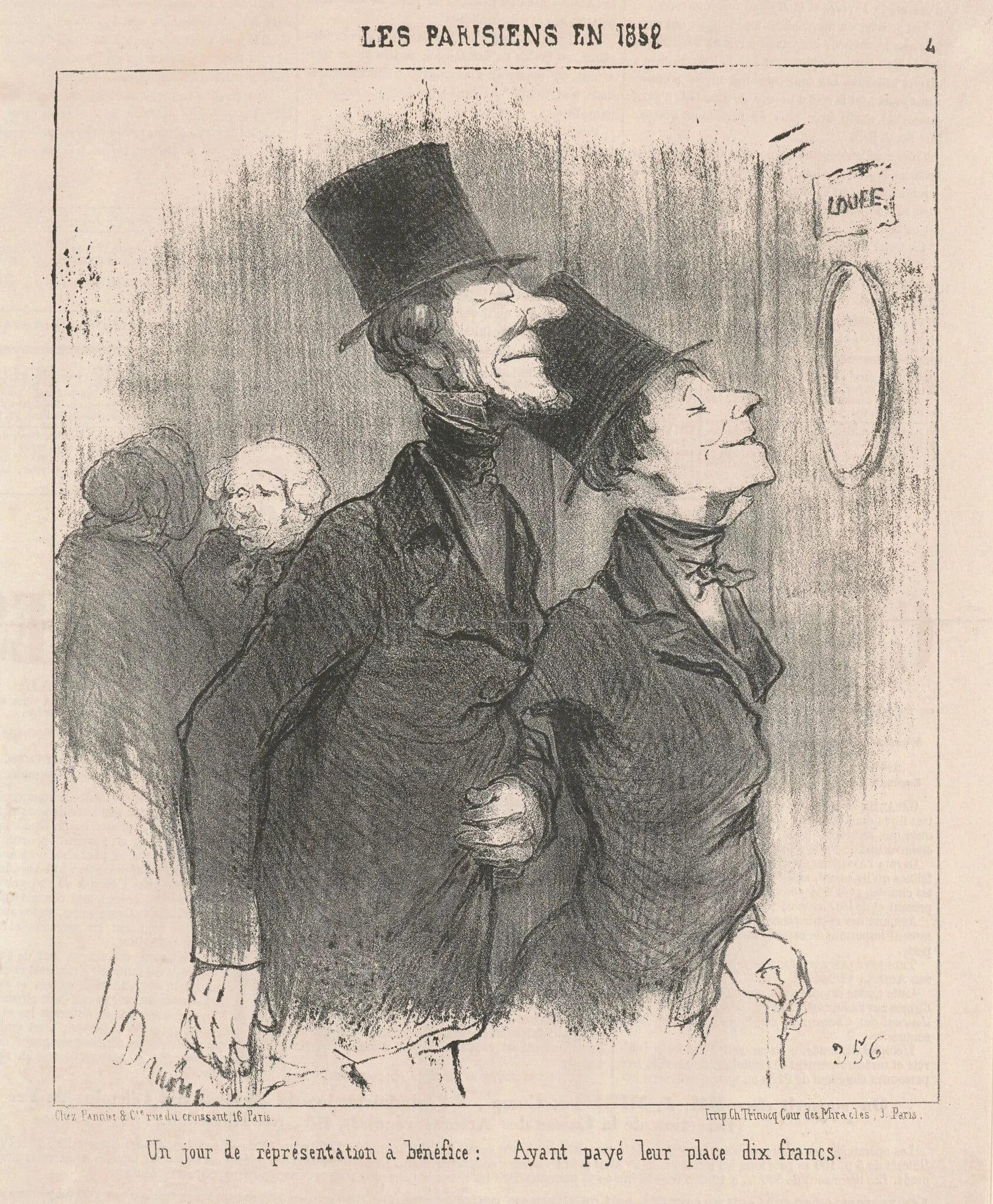 Un jour  de représentation a benéfice, by Honoré Daumier, ink, 1852
