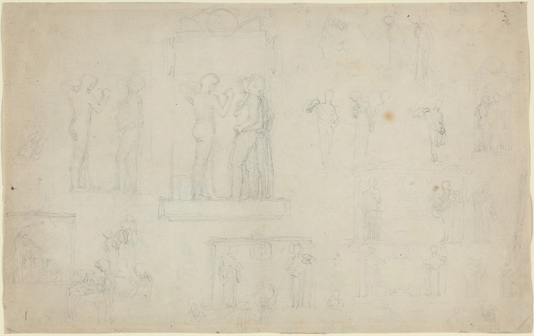 Sheet of Sketches [recto and verso], by John Flaxman, graphite, 1790