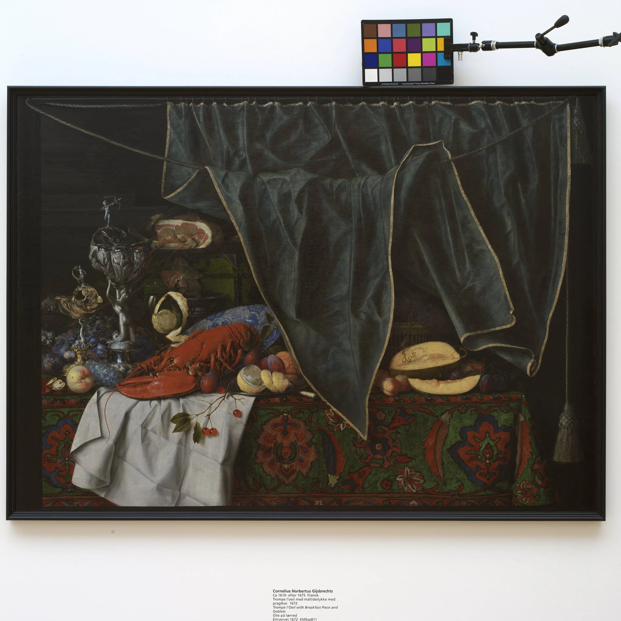 Trompe l'Oeil with Breakfast Piece and Goblets, by Unknown, 1672