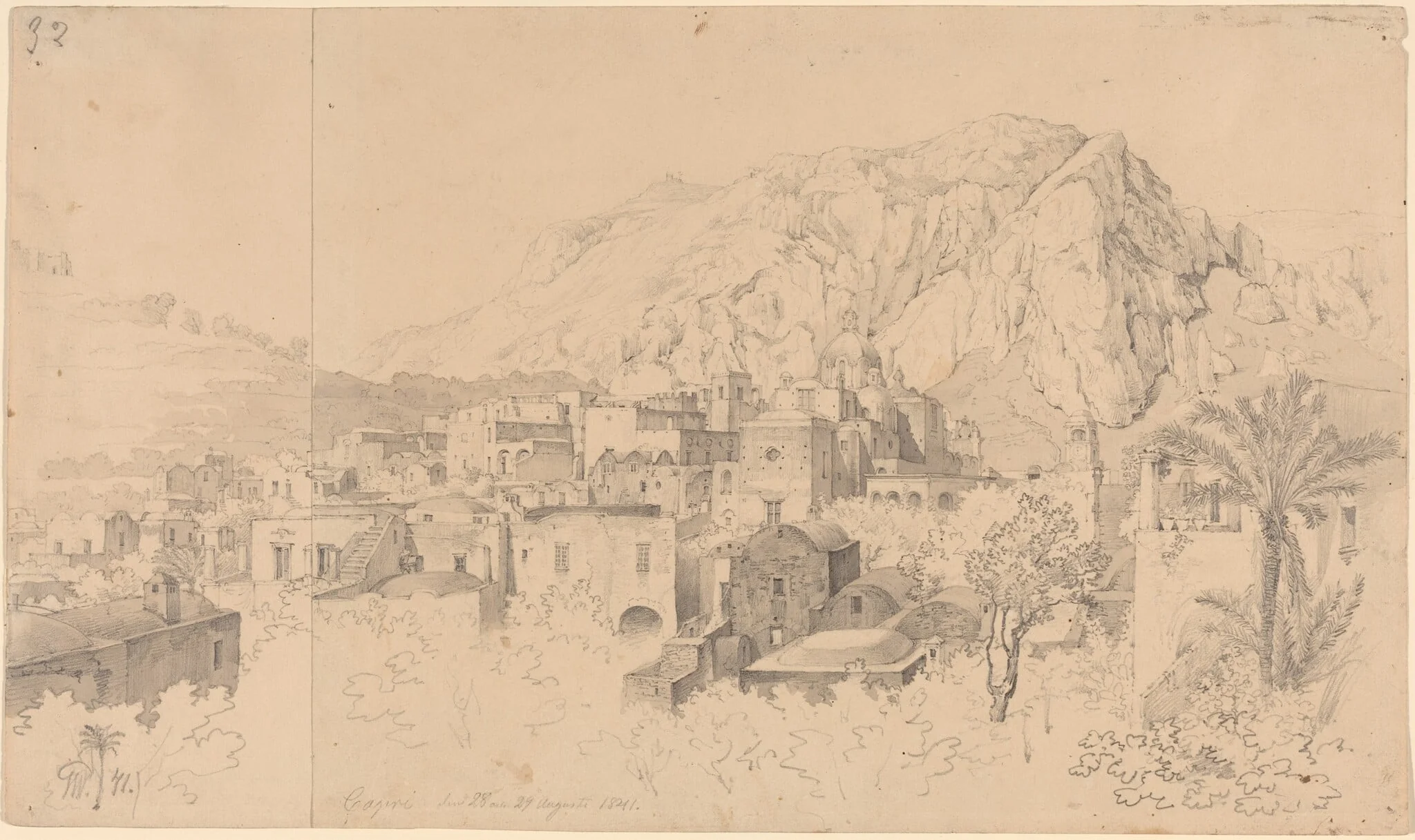 View of Capri, by Gustaf Wilhelm Palm, graphite, 1841