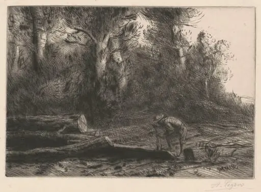 Man Squaring Logs (Homme qui fend des bûches)