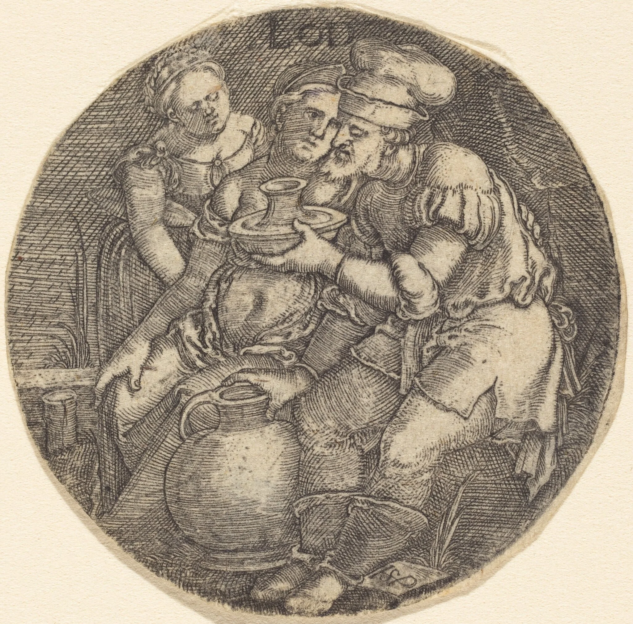 Lot and His Daughters, by Sebald Beham, ink, 1526