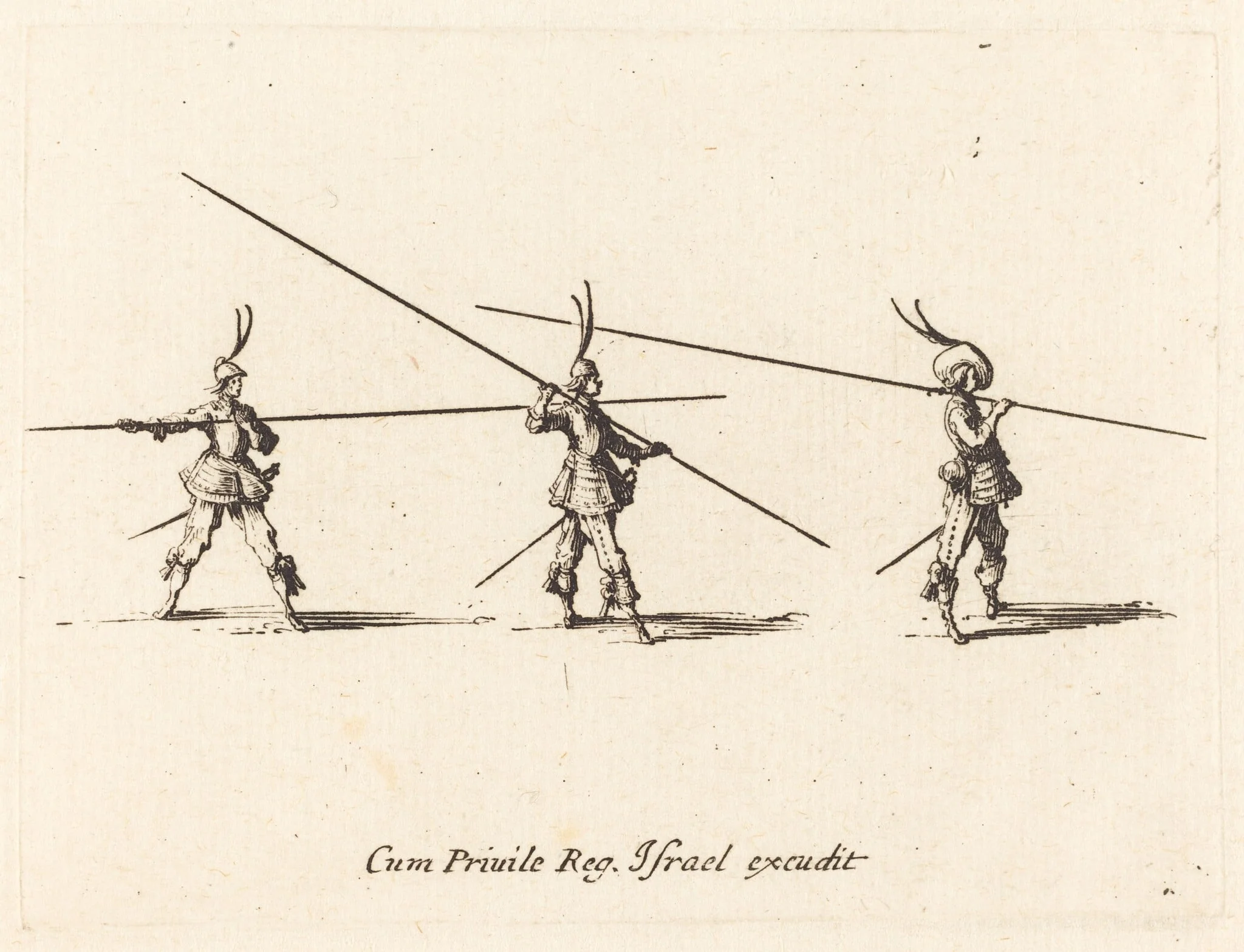 Drill with Tilted Pikes, by Jacques Callot, ink, 1634
