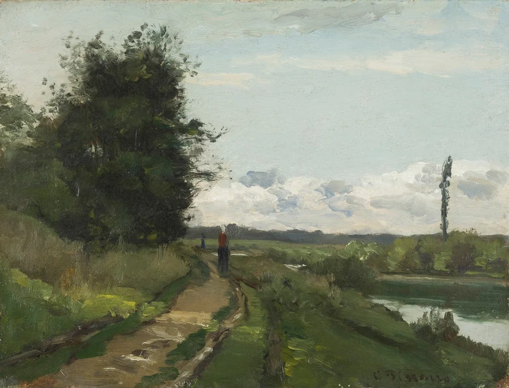 Les bords de la Seine à Bougival, by Camille Pissarro, oil, 1864