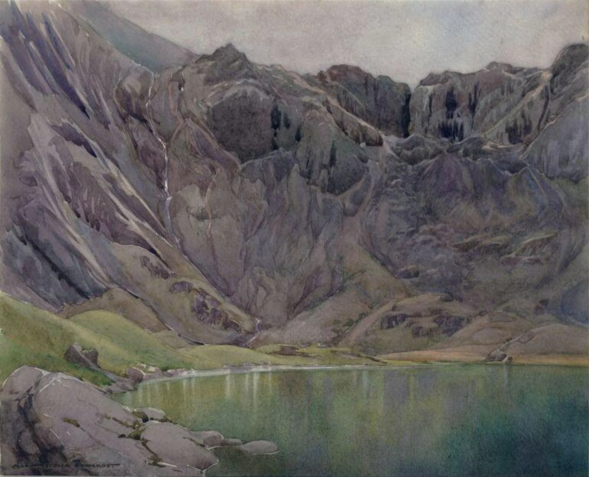 Llyn Idwal, by Mary Stella Edwards, watercolor, 1929