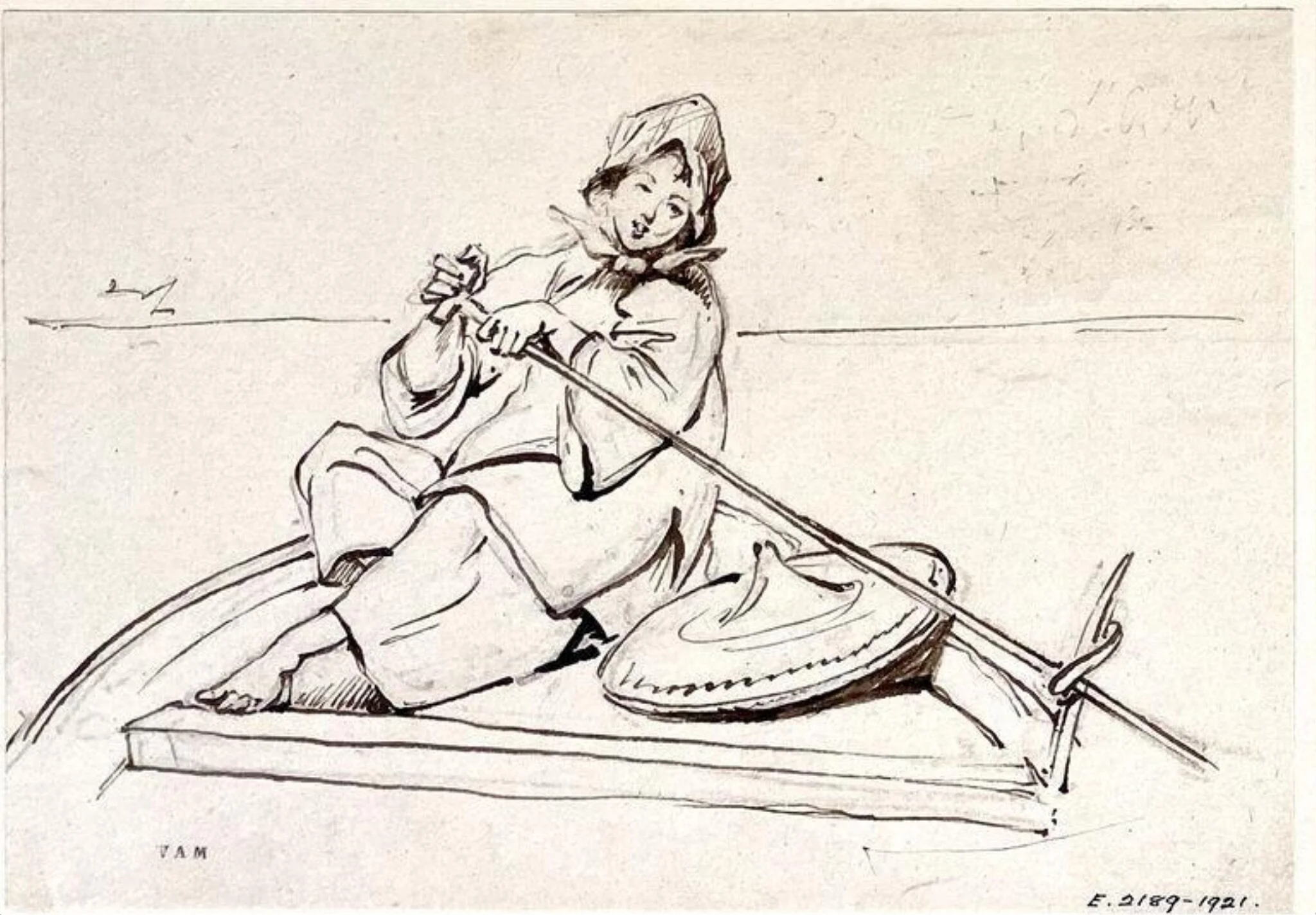 A boatwoman at her oar, by George Chinnery, 19