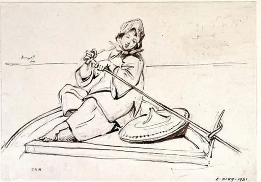 A boatwoman at her oar