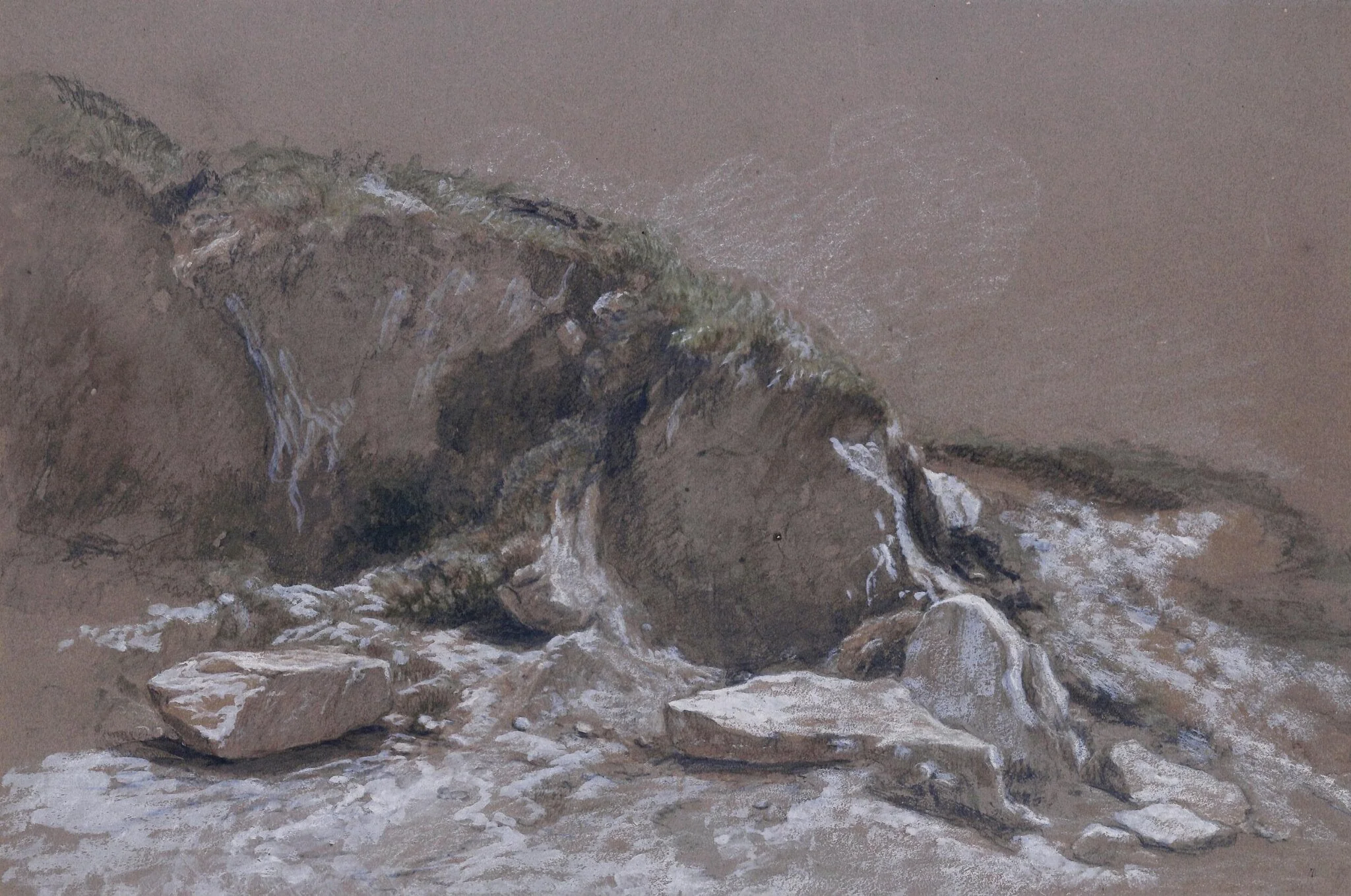 Rocks and Sea - Isle of Wight, by Augustus Wall Callcott, chalk, 1850