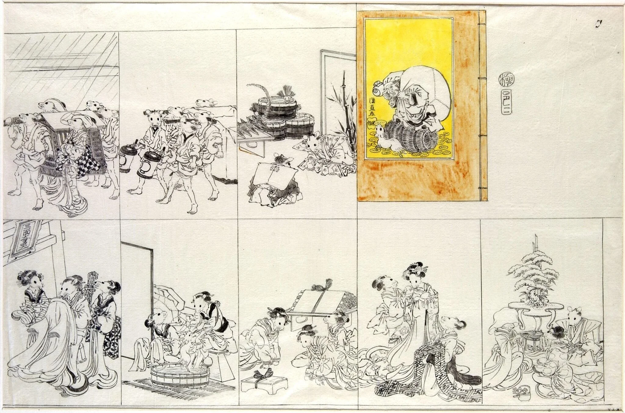 Mouse Wedding, by Utagawa Kuninao, paint, 1812