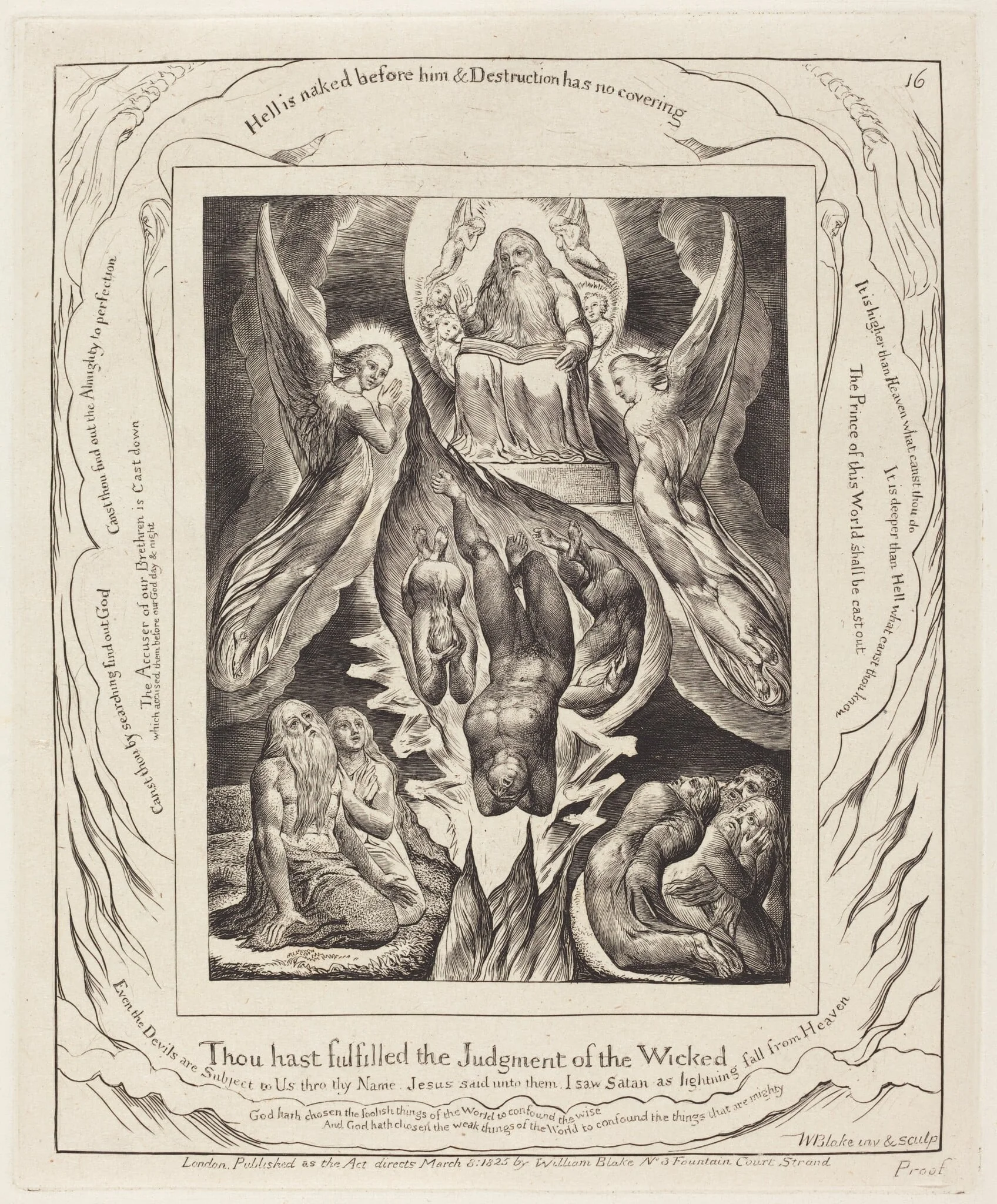 The Fall of Satan, by William Blake, ink, 1825