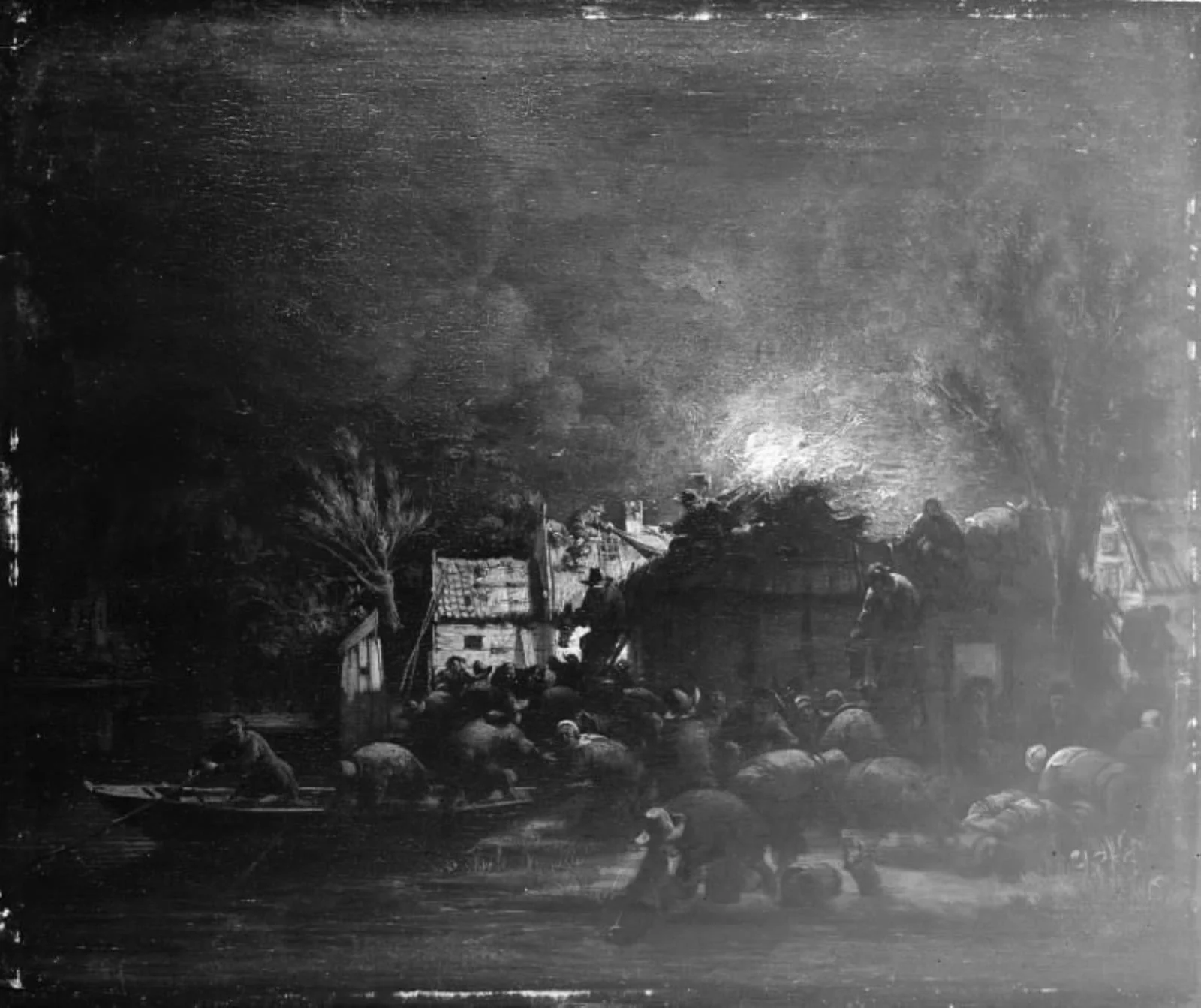 Fire Scene by Night, by Unknown, 1650