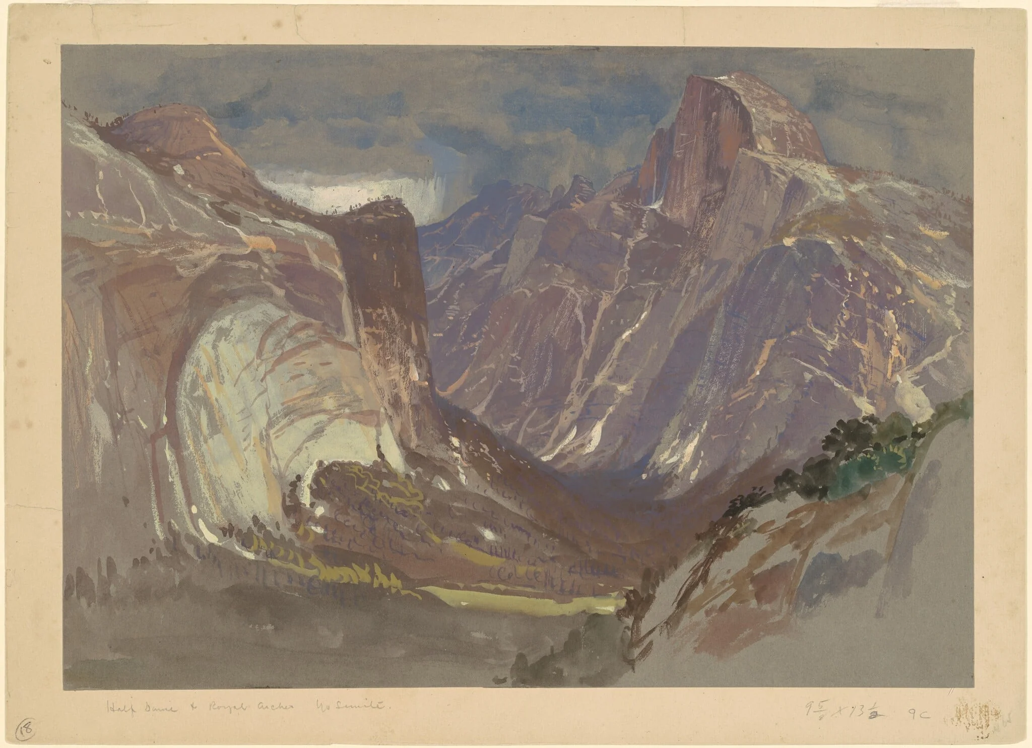 Half Dome and Royal Arches, Yosemite, from Glacier Point, by Samuel Colman, gouache, 1870