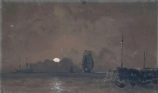 Sunderland harbour: moonlight