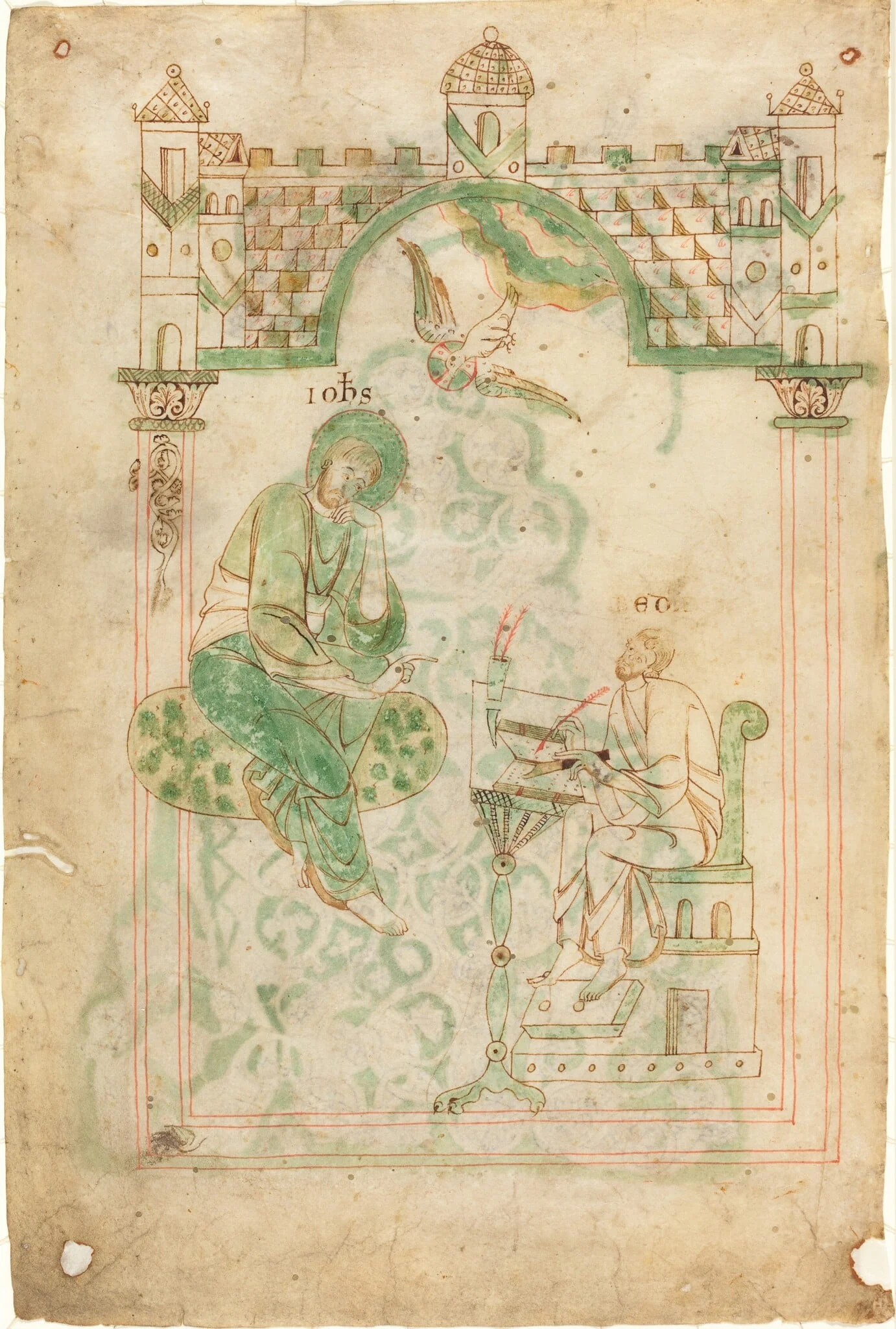 Saint John Dictating to the Venerable Bede, by Austrian 12th Century, ink, 1140