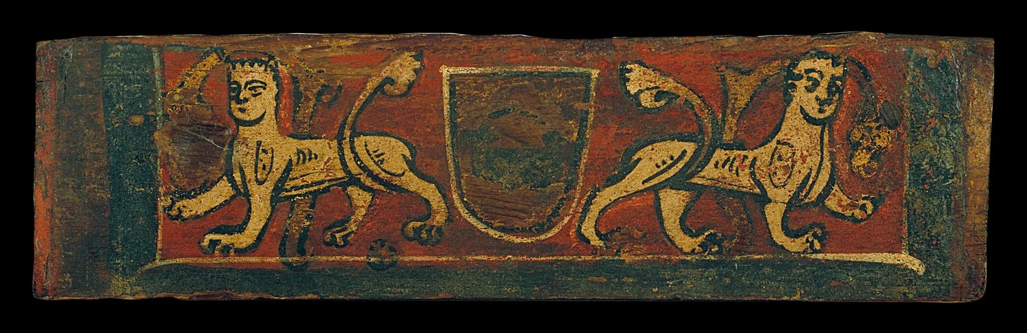 Small coffered ceiling panel with coat of arms and manticores