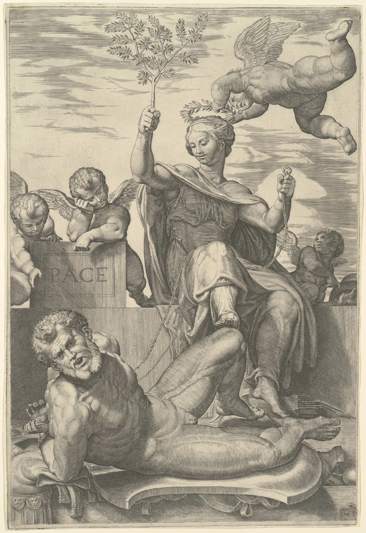 Allegory of Peace, by Domenico Tibaldi, ink, 1560