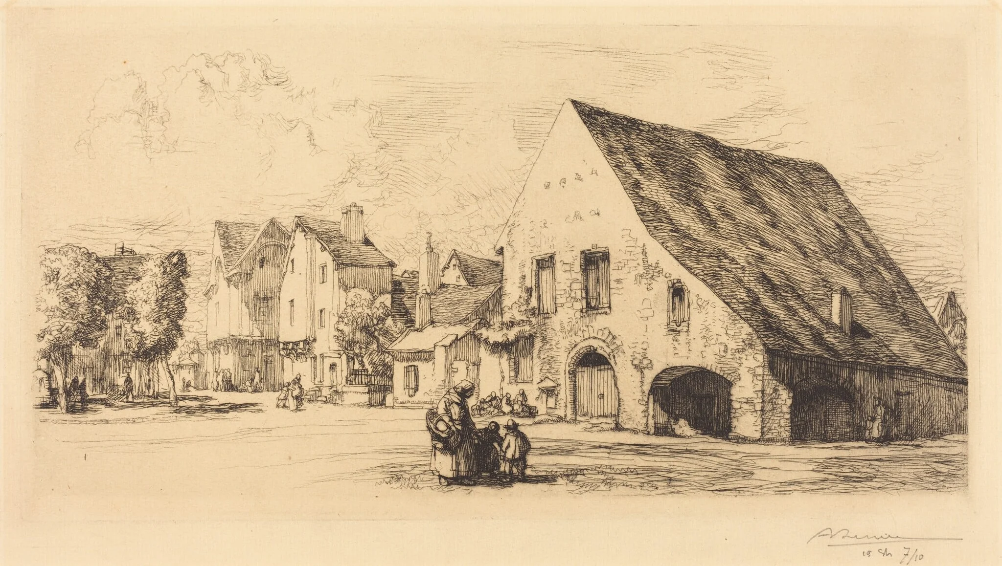 Provins (Seine et Marne), by Auguste Lepère, ink, 1910