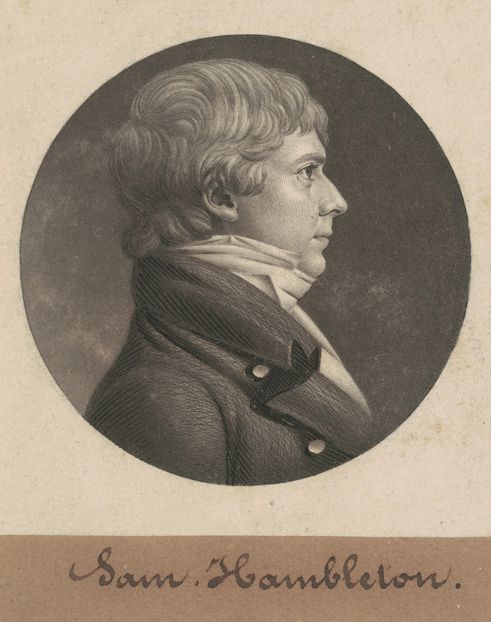 Samuel Hambleton, by Charles Balthazar Julien Févret de Saint-Mémin, ink, 1806