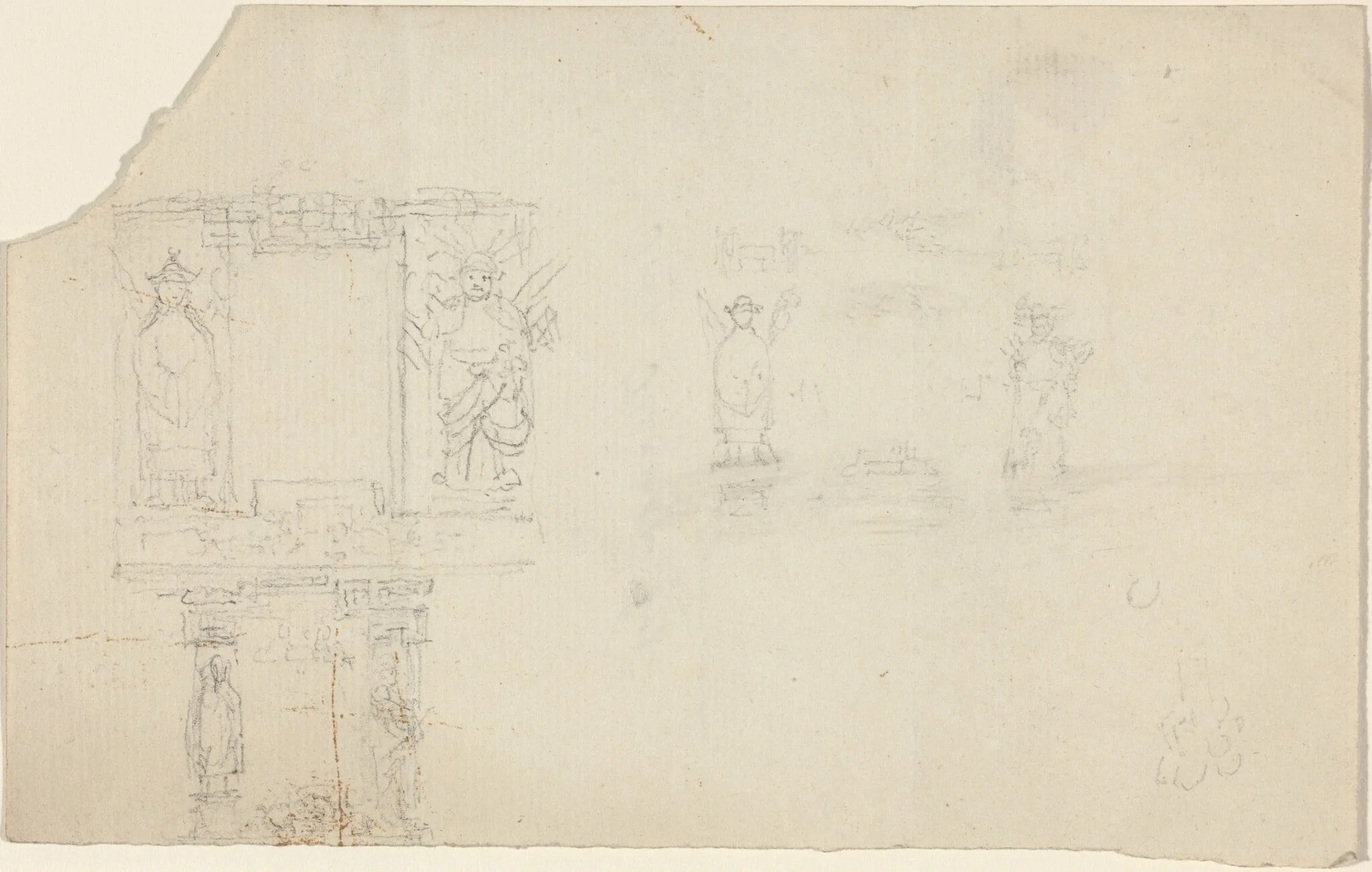 Structure with Figures in Asian Dress (Illustration for “The Casket”?), by John Flaxman, graphite, 1812
