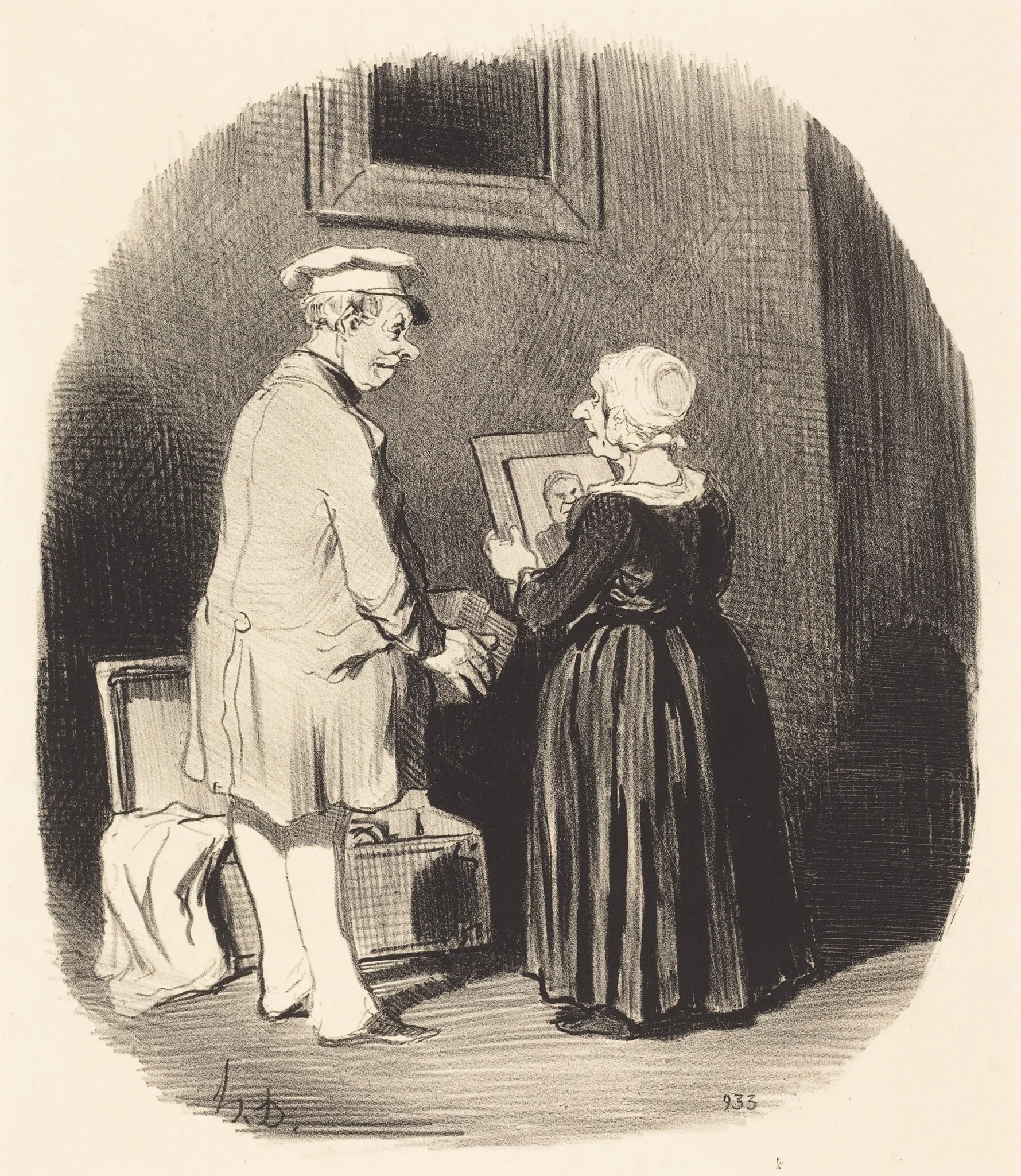 Tiens, ma femme, v'la mon portrait..., by Honoré Daumier, ink, 1846